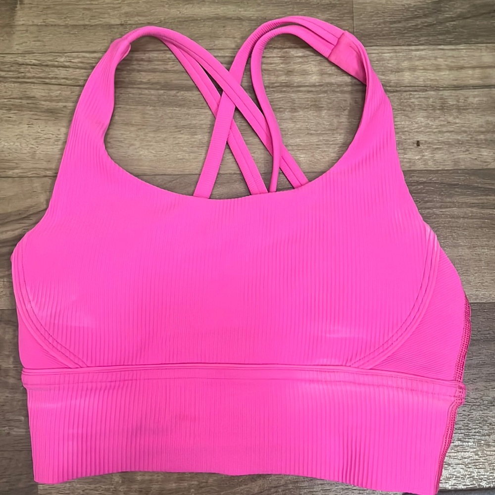 LULULEMON longline energy bra, ribbed in sonic pink size 2
